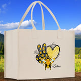 Love Peace Kindness Cotton Canvas Tote Bag Nurse Appreciation Gift Bag Gift for Her Birthday Gift Bee Kind Mental Health Matters - Aaria Tees Aaria Tees