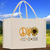 Peace Love Sunshine Cotton Canvas Tote Bag Nurse Appreciation Gift Bag Gift for Her Birthday Gift Bee Kind Mental Health Matters - Aaria Tees Aaria Tees