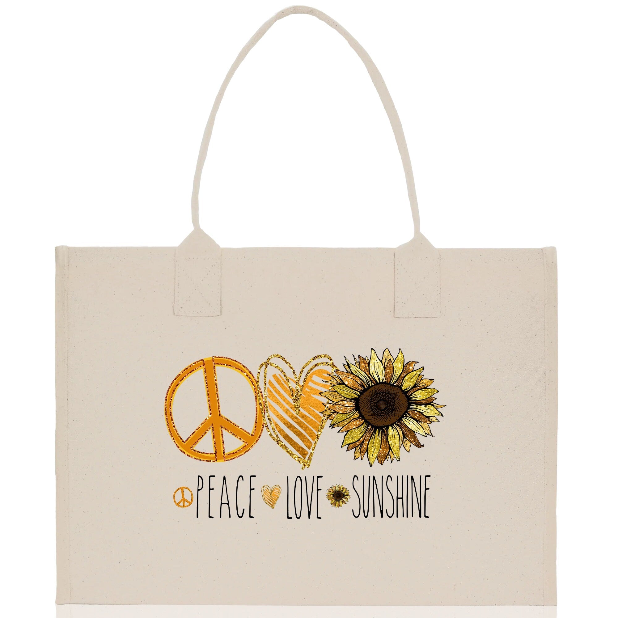 Peace Love Sunshine Cotton Canvas Tote Bag Nurse Appreciation Gift Bag Gift for Her Birthday Gift Bee Kind Mental Health Matters - Aaria Tees Aaria Tees