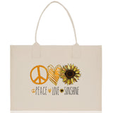 Peace Love Sunshine Cotton Canvas Tote Bag Nurse Appreciation Gift Bag Gift for Her Birthday Gift Bee Kind Mental Health Matters - Aaria Tees Aaria Tees