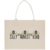 Silly Honest KindCotton Canvas Tote Bag Nurse Appreciation Gift Bag Gift for Her Birthday Gift Bee Kind Mental Health Matters Save The Bees - Aaria Tees Aaria Tees