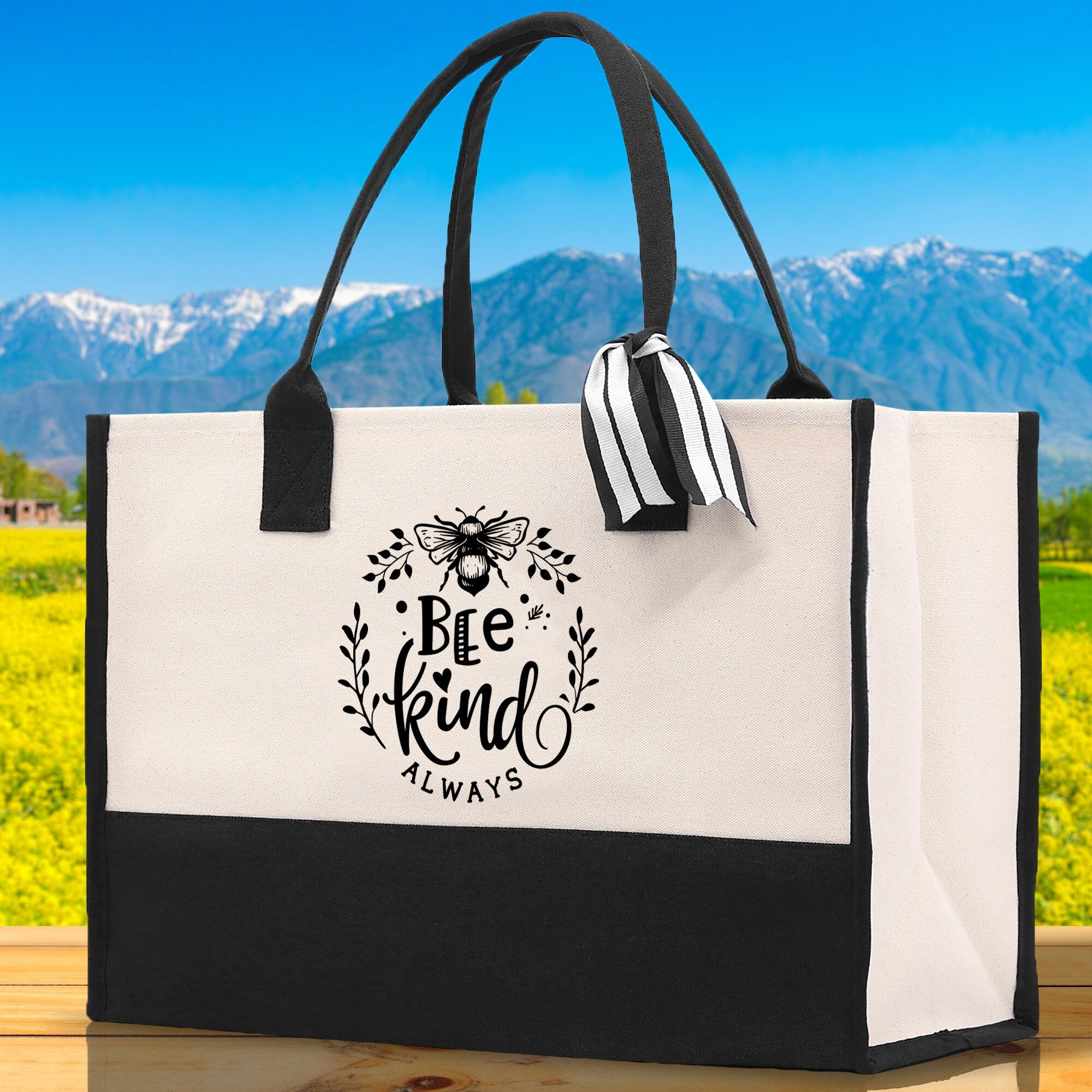 Bee Kind Always Cotton Canvas Tote Bag Nurse Appreciation Gift Bag Gift for Her Birthday Gift Bee Kind Mental Health Matters Save The Bees - Aaria Tees Aaria Tees