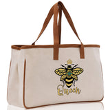 Bee Queen Cotton Canvas Tote Bag Nurse Appreciation Gift Bag Gift for Her Birthday Gift Bee Kind Mental Health Matters Save The Bees - Aaria Tees Aaria Tees