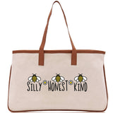 Silly Honest KindCotton Canvas Tote Bag Nurse Appreciation Gift Bag Gift for Her Birthday Gift Bee Kind Mental Health Matters Save The Bees - Aaria Tees Aaria Tees