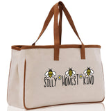 Silly Honest KindCotton Canvas Tote Bag Nurse Appreciation Gift Bag Gift for Her Birthday Gift Bee Kind Mental Health Matters Save The Bees - Aaria Tees Aaria Tees