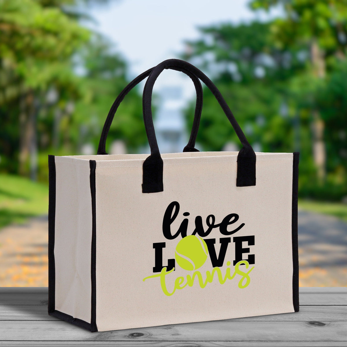 Live Love Tennis Cotton Canvas Tote Bag Gift for Tennis Lover Bag Tennis Coach Gift Bag - Aaria Tees