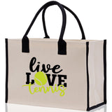 Live Love Tennis Cotton Canvas Tote Bag Gift for Tennis Lover Bag Tennis Coach Gift Bag - Aaria Tees Aaria Tees