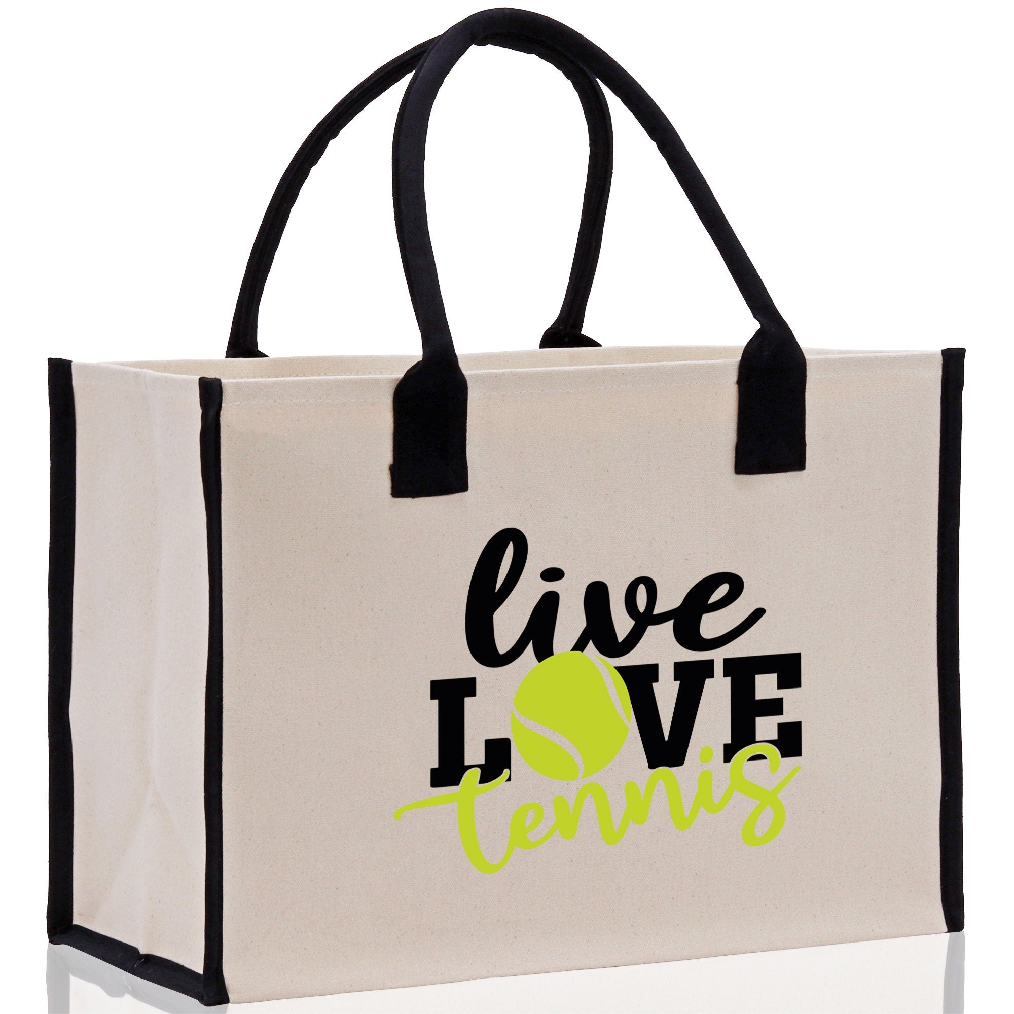 Live Love Tennis Cotton Canvas Tote Bag Gift for Tennis Lover Bag Tennis Coach Gift Bag - Aaria Tees Aaria Tees