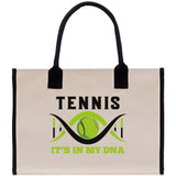 Tennis It's In My DNA Cotton Canvas Tote Bag Gift for Tennis Lover Bag Tennis Coach Gift Bag - Aaria Tees Aaria Tees