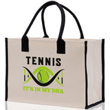 Tennis It's In My DNA Cotton Canvas Tote Bag Gift for Tennis Lover Bag Tennis Coach Gift Bag - Aaria Tees Aaria Tees