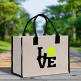 Love Tennis Cotton Canvas Tote Bag Gift for Tennis Lover Bag Tennis Coach Gift Bag - Aaria Tees Aaria Tees