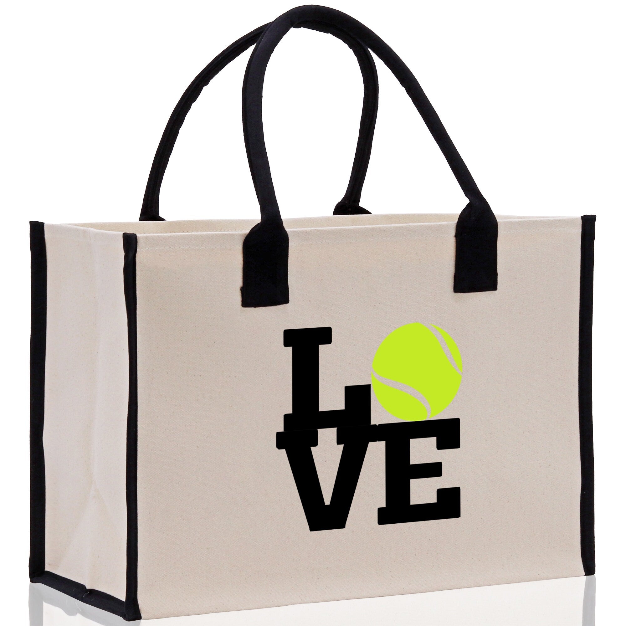 Love Tennis Cotton Canvas Tote Bag Gift for Tennis Lover Bag Tennis Coach Gift Bag - Aaria Tees Aaria Tees