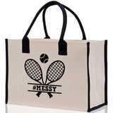 Tennis Personalization Cotton Canvas Tote Bag Gift for Tennis Lover Bag Tennis Coach Gift Bag - Aaria Tees Aaria Tees