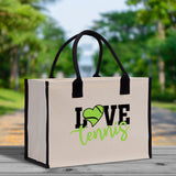 Love Tennis Cotton Canvas Tote Bag Gift for Tennis Lover Bag Tennis Coach Gift Bag - Aaria Tees Aaria Tees