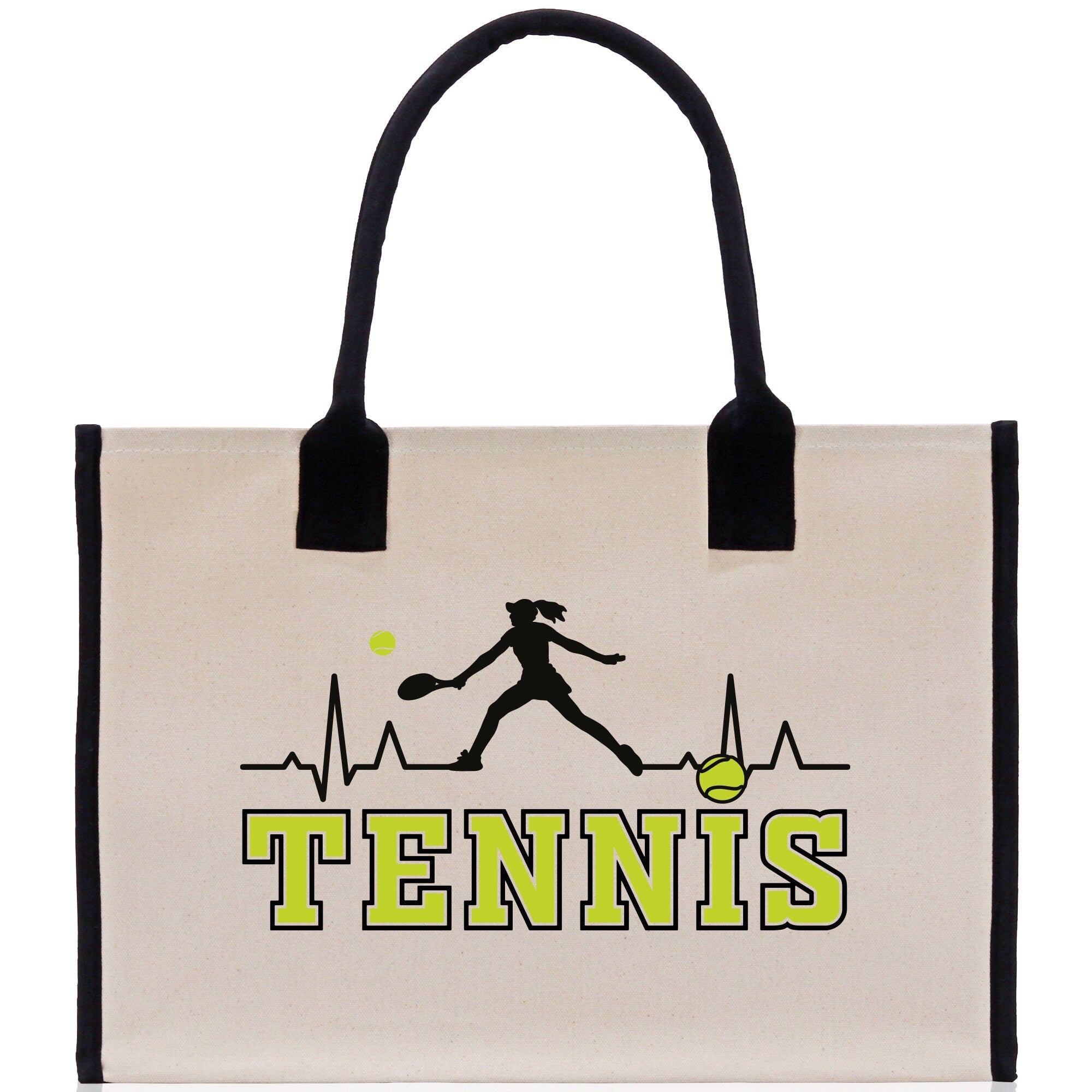 Tennis Silhouette Pulse Cotton Canvas Tote Bag Gift for Tennis Lover Bag Tennis Coach Gift Bag - Aaria Tees Aaria Tees