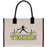 Tennis Silhouette Pulse Cotton Canvas Tote Bag Gift for Tennis Lover Bag Tennis Coach Gift Bag - Aaria Tees Aaria Tees