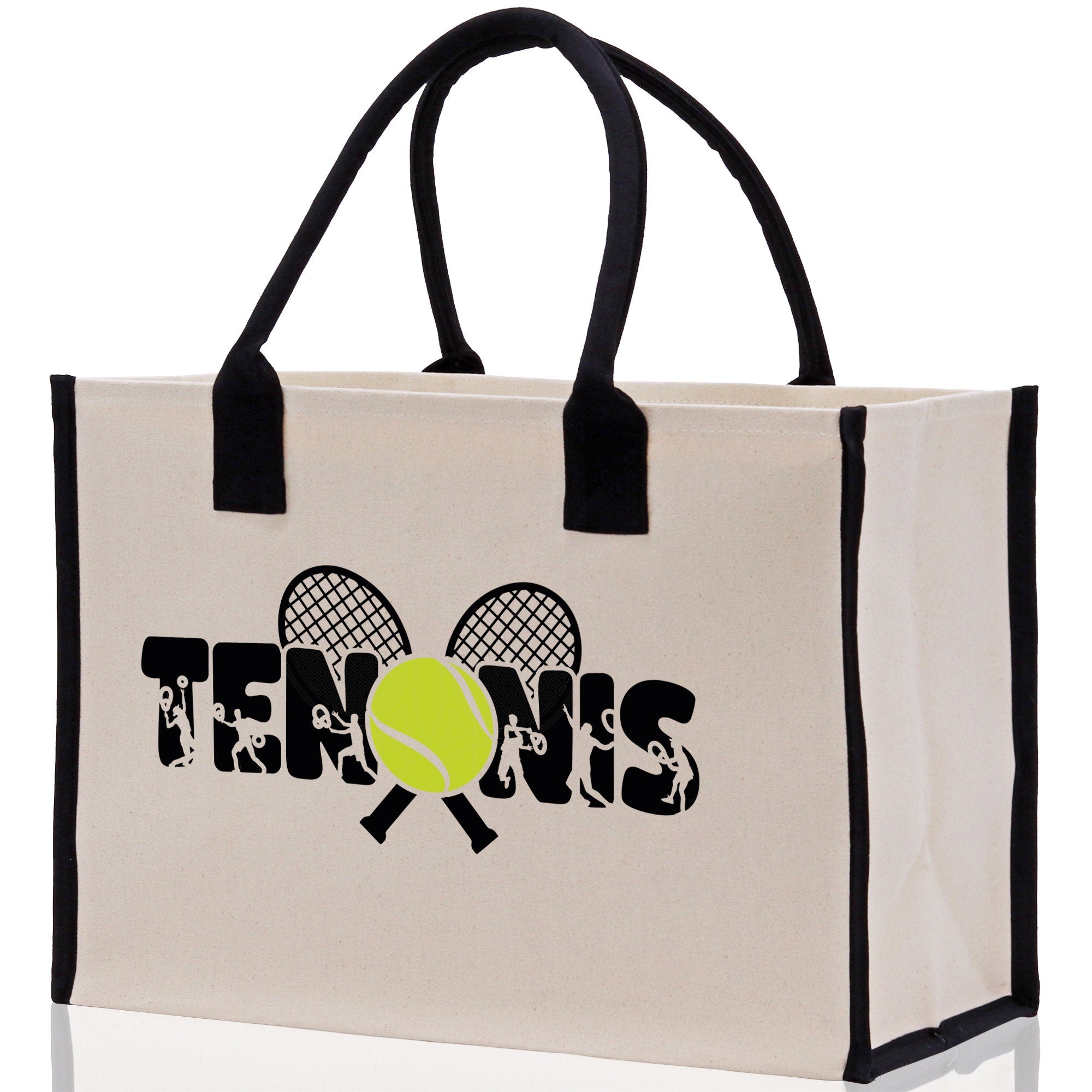 Tennis Silhouette Cotton Canvas Tote Bag Gift for Tennis Lover Bag Tennis Coach Gift Bag - Aaria Tees Aaria Tees