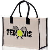 Tennis Silhouette Cotton Canvas Tote Bag Gift for Tennis Lover Bag Tennis Coach Gift Bag - Aaria Tees Aaria Tees