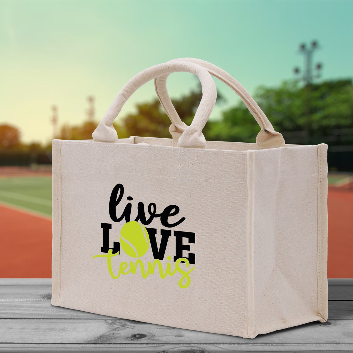 Live Love Tennis Cotton Canvas Tote Bag Gift for Tennis Lover Bag Tennis Coach Gift Bag - Aaria Tees