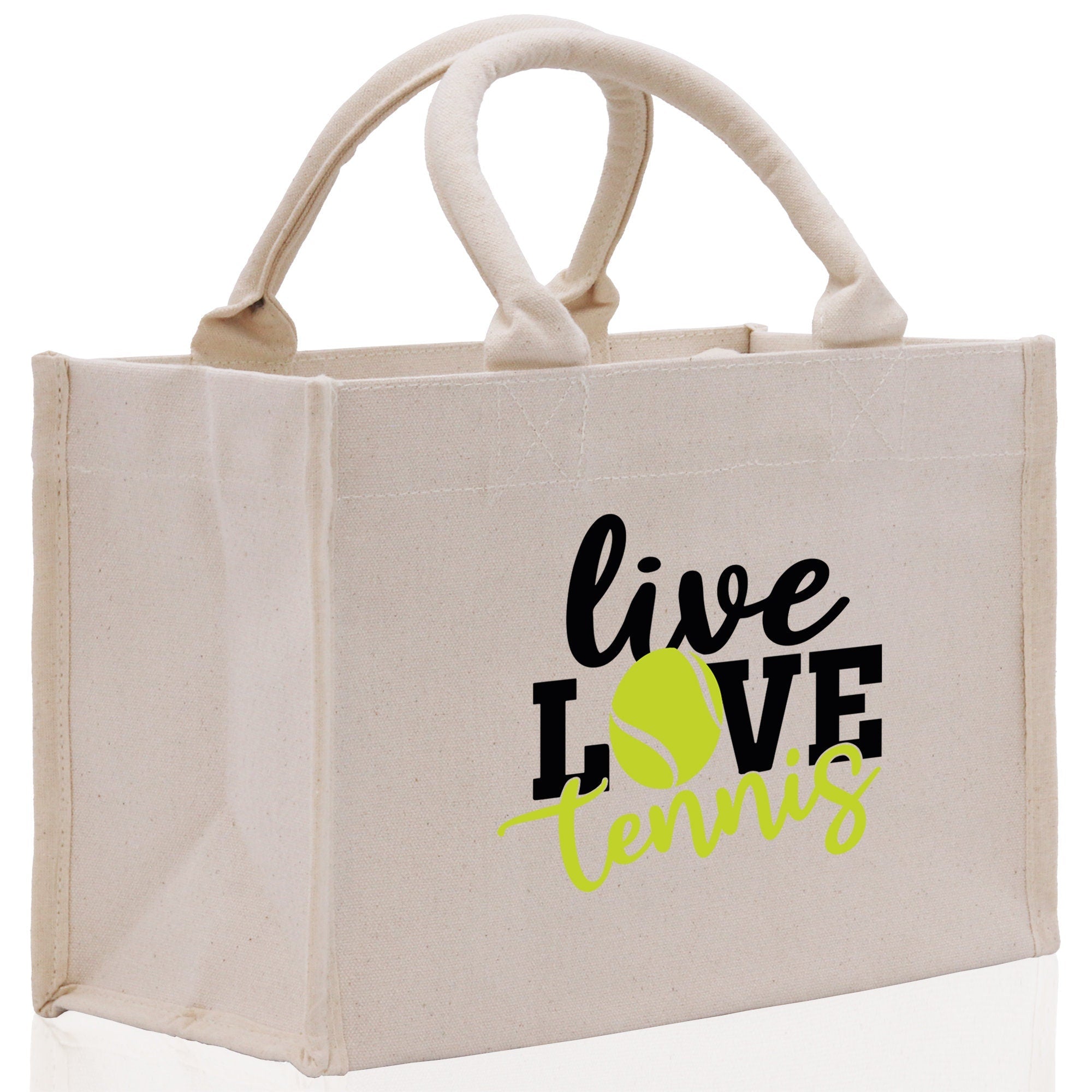 Live Love Tennis Cotton Canvas Tote Bag Gift for Tennis Lover Bag Tennis Coach Gift Bag - Aaria Tees Aaria Tees