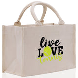 Live Love Tennis Cotton Canvas Tote Bag Gift for Tennis Lover Bag Tennis Coach Gift Bag - Aaria Tees Aaria Tees