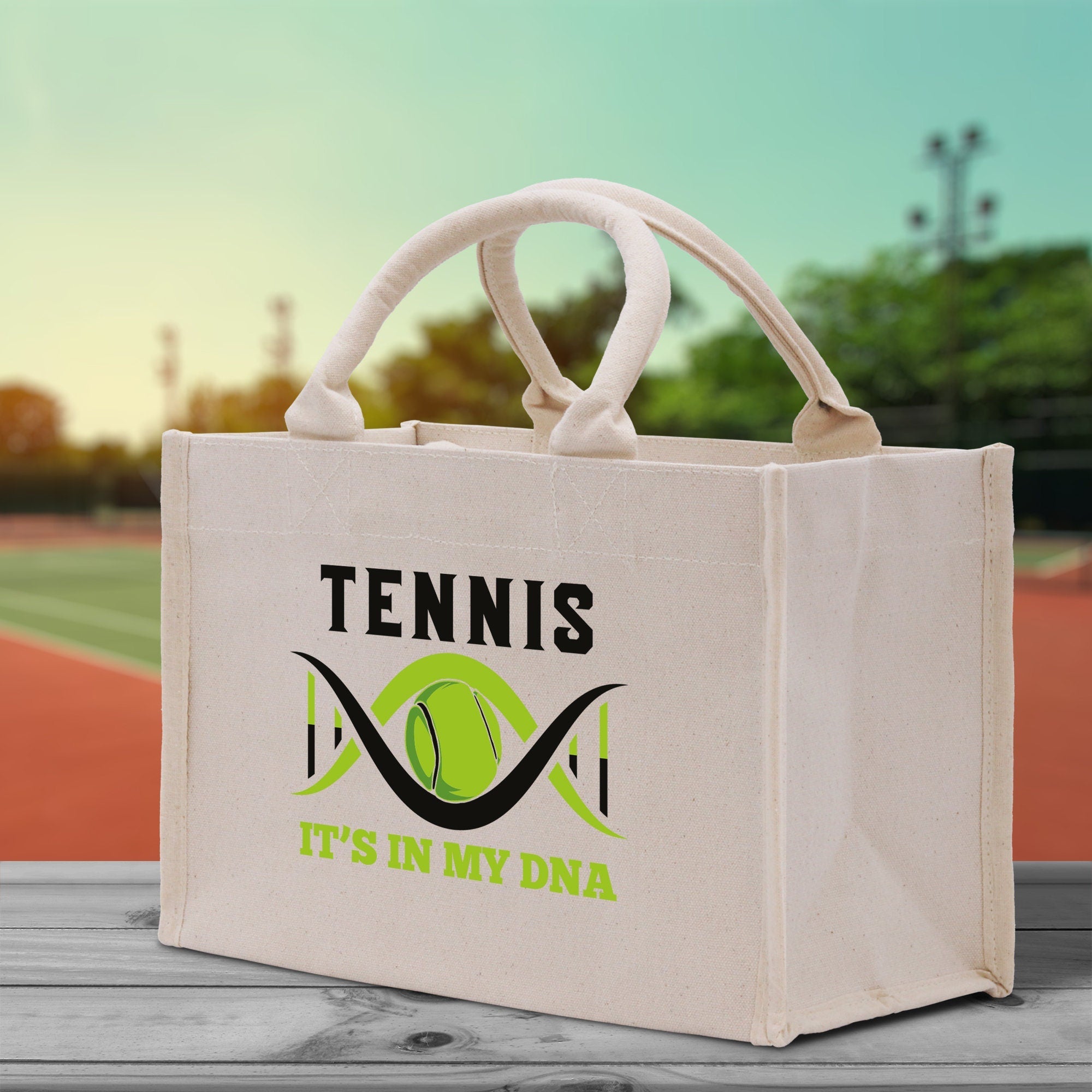 Tennis It's In My DNA Cotton Canvas Tote Bag Gift for Tennis Lover Bag Tennis Coach Gift Bag - Aaria Tees Aaria Tees