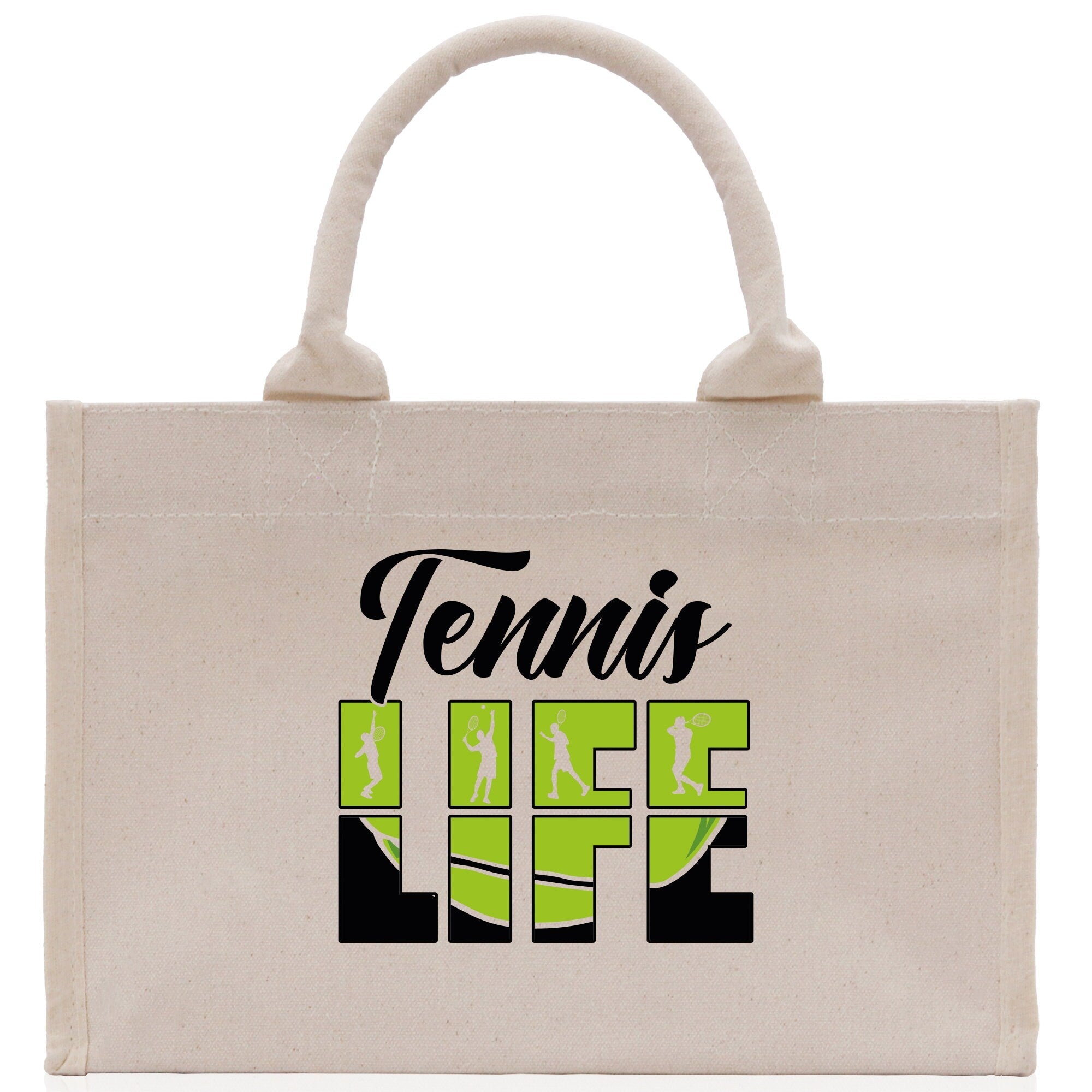 Tennis Life Cotton Canvas Tote Bag Gift for Tennis Lover Bag Tennis Coach Gift Bag - Aaria Tees Aaria Tees