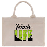 Tennis Life Cotton Canvas Tote Bag Gift for Tennis Lover Bag Tennis Coach Gift Bag - Aaria Tees Aaria Tees