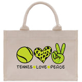 Tennis Love Peace Cotton Canvas Tote Bag Gift for Tennis Lover Bag Tennis Coach Gift Bag - Aaria Tees Aaria Tees