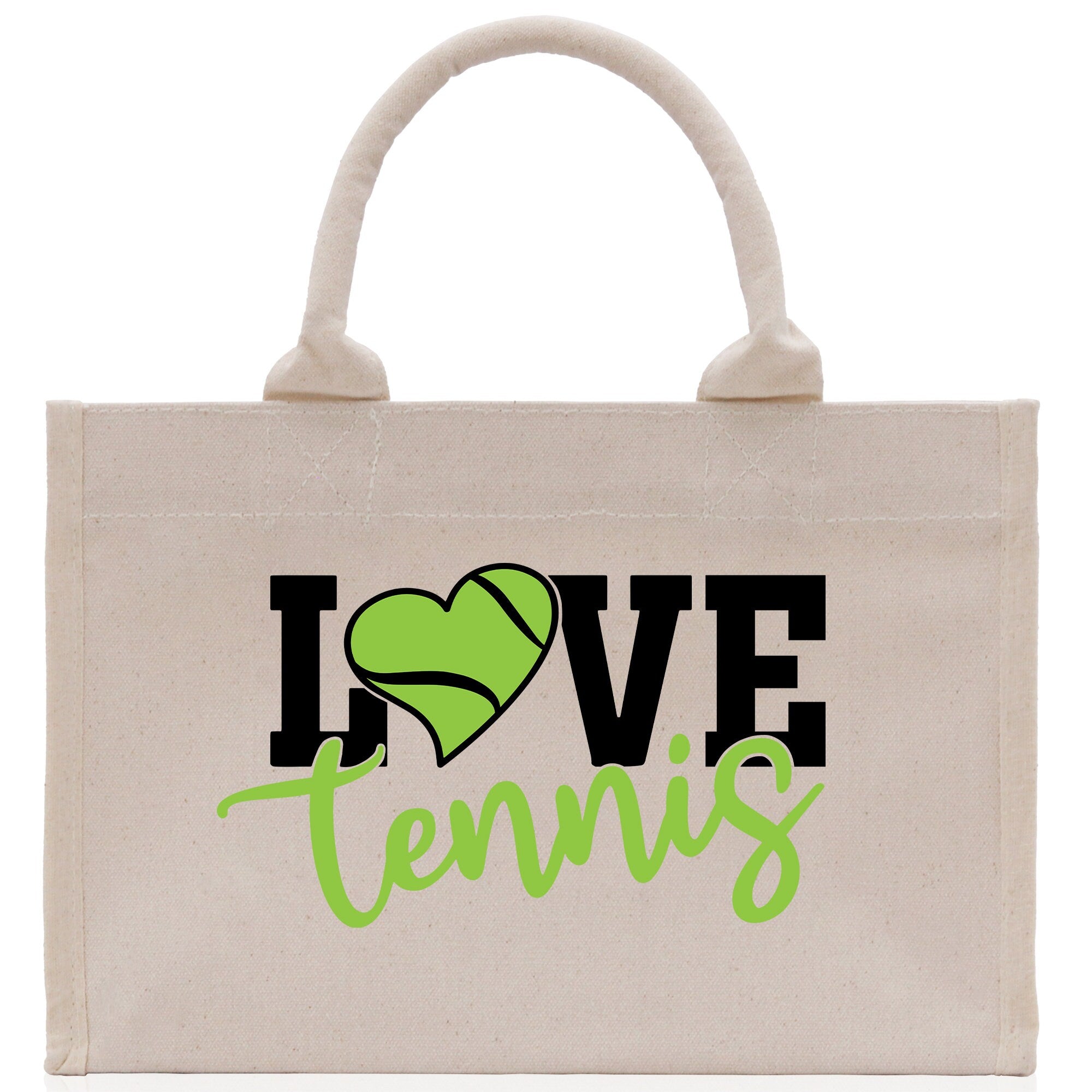 Love Tennis Cotton Canvas Tote Bag Gift for Tennis Lover Bag Tennis Coach Gift Bag - Aaria Tees Aaria Tees