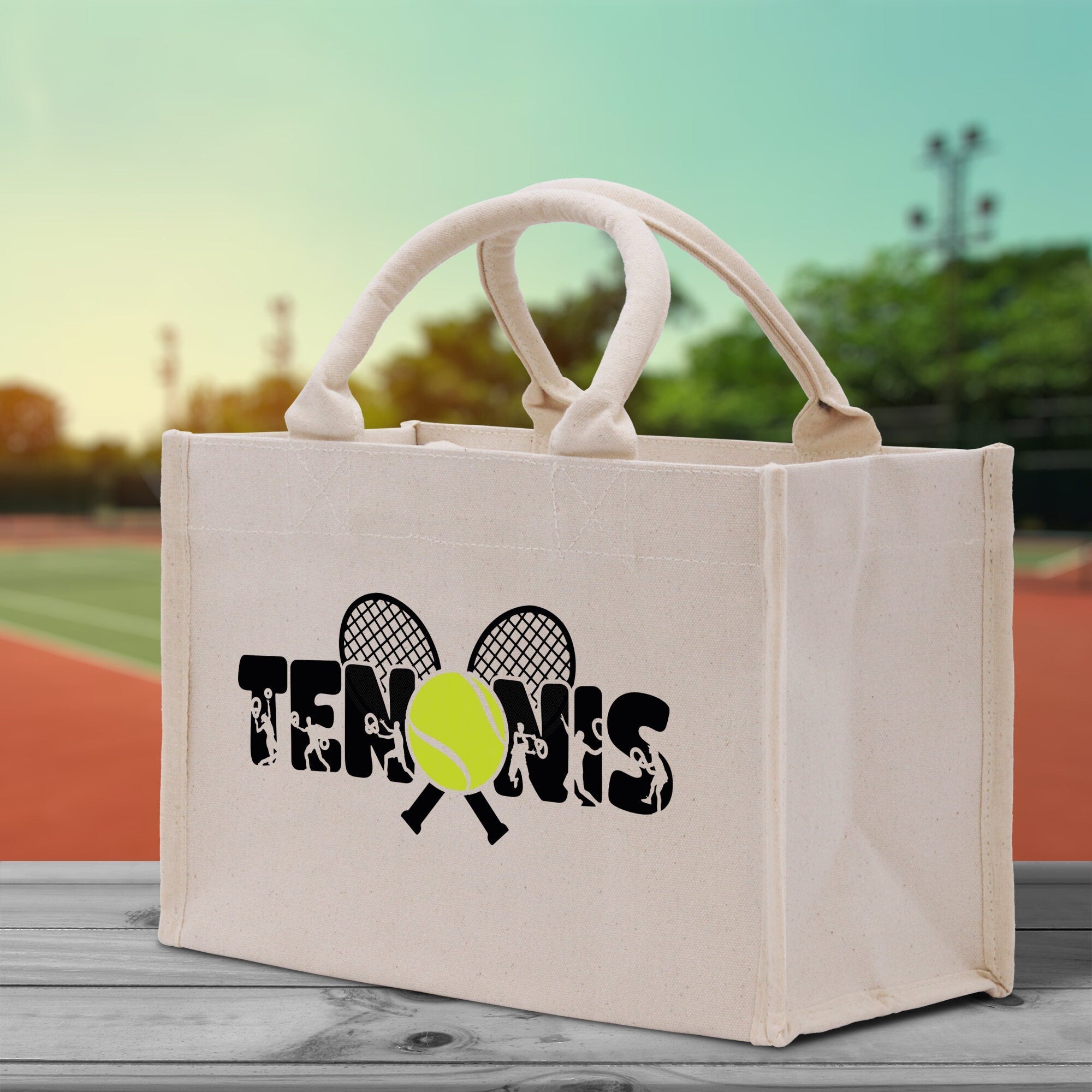 Tennis Silhouette Cotton Canvas Tote Bag Gift for Tennis Lover Bag Tennis Coach Gift Bag - Aaria Tees Aaria Tees