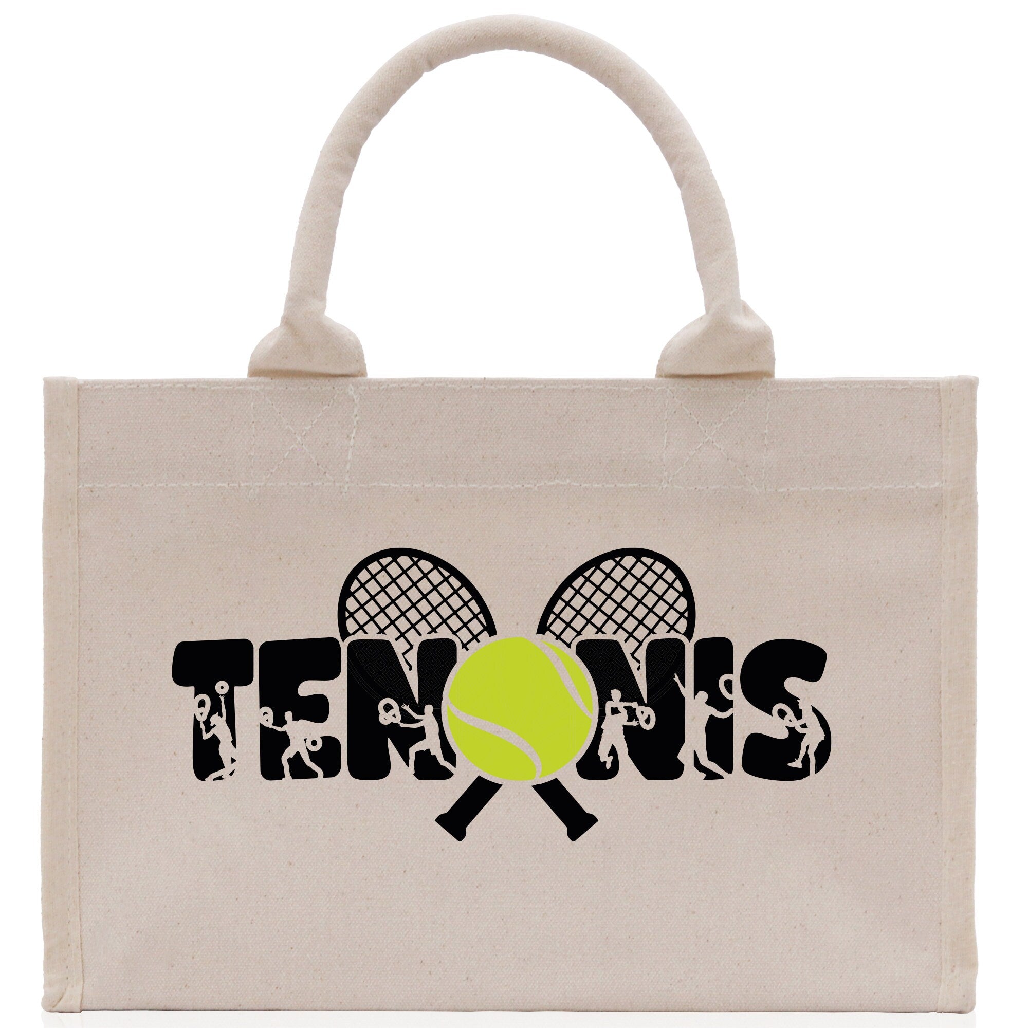 Tennis Silhouette Cotton Canvas Tote Bag Gift for Tennis Lover Bag Tennis Coach Gift Bag - Aaria Tees Aaria Tees
