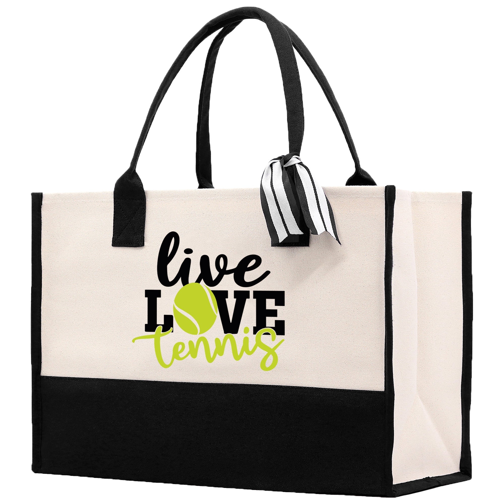 Live Love Tennis Cotton Canvas Tote Bag Gift for Tennis Lover Bag Tennis Coach Gift Bag - Aaria Tees Aaria Tees