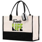 Tennis Life Cotton Canvas Tote Bag Gift for Tennis Lover Bag Tennis Coach Gift Bag - Aaria Tees Aaria Tees