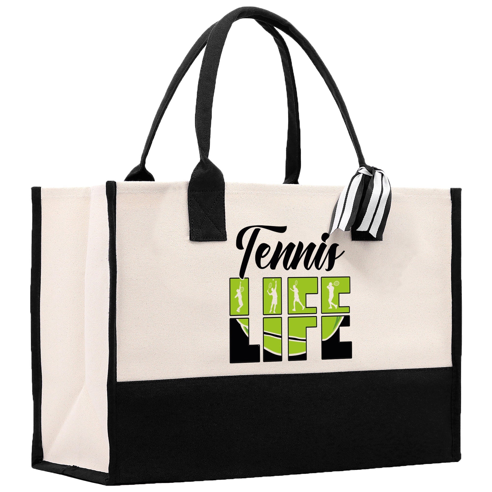 Tennis Life Cotton Canvas Tote Bag Gift for Tennis Lover Bag Tennis Coach Gift Bag - Aaria Tees Aaria Tees