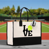 Love Tennis Cotton Canvas Tote Bag Gift for Tennis Lover Bag Tennis Coach Gift Bag - Aaria Tees Aaria Tees