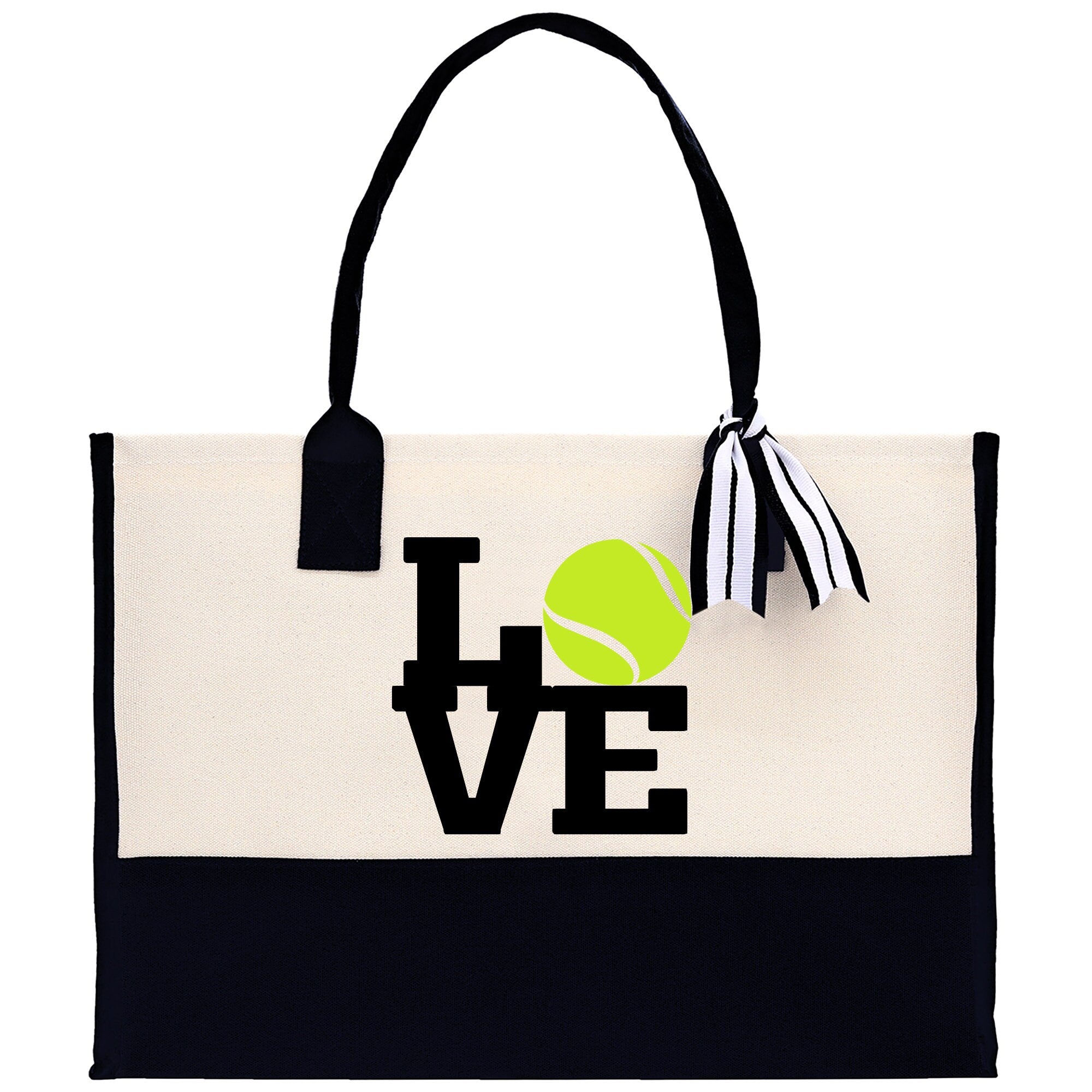 Love Tennis Cotton Canvas Tote Bag Gift for Tennis Lover Bag Tennis Coach Gift Bag - Aaria Tees Aaria Tees