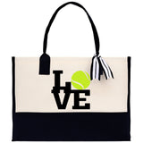 Love Tennis Cotton Canvas Tote Bag Gift for Tennis Lover Bag Tennis Coach Gift Bag - Aaria Tees Aaria Tees