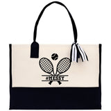 Tennis Personalization Cotton Canvas Tote Bag Gift for Tennis Lover Bag Tennis Coach Gift Bag - Aaria Tees Aaria Tees