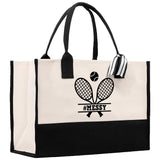 Tennis Personalization Cotton Canvas Tote Bag Gift for Tennis Lover Bag Tennis Coach Gift Bag - Aaria Tees Aaria Tees