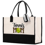 Tennis Mom Cotton Canvas Tote Bag Gift for Tennis Lover Bag Tennis Coach Gift Bag - Aaria Tees Aaria Tees