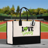 Love Tennis Cotton Canvas Tote Bag Gift for Tennis Lover Bag Tennis Coach Gift Bag - Aaria Tees Aaria Tees