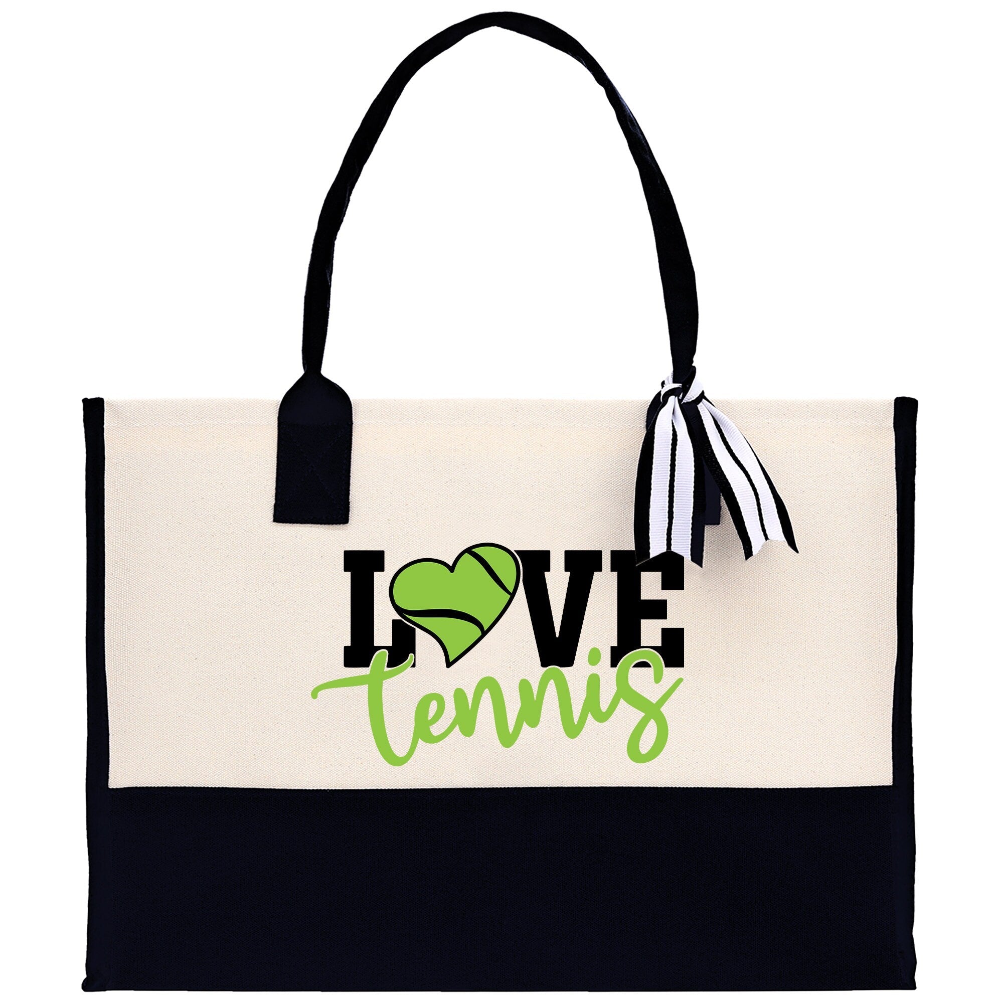 Love Tennis Cotton Canvas Tote Bag Gift for Tennis Lover Bag Tennis Coach Gift Bag - Aaria Tees Aaria Tees