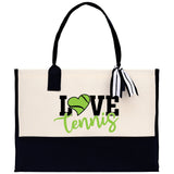 Love Tennis Cotton Canvas Tote Bag Gift for Tennis Lover Bag Tennis Coach Gift Bag - Aaria Tees Aaria Tees