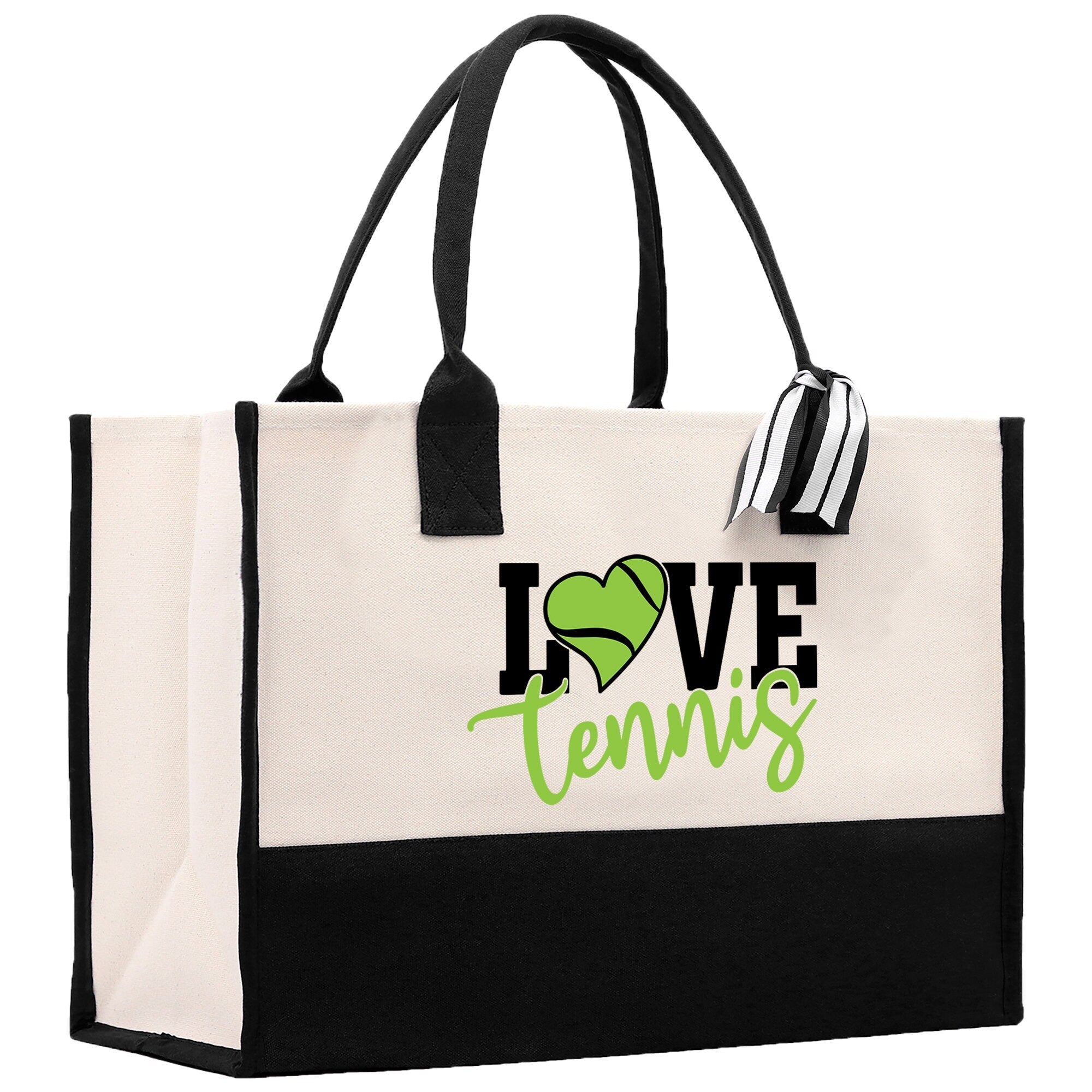 Love Tennis Cotton Canvas Tote Bag Gift for Tennis Lover Bag Tennis Coach Gift Bag - Aaria Tees Aaria Tees