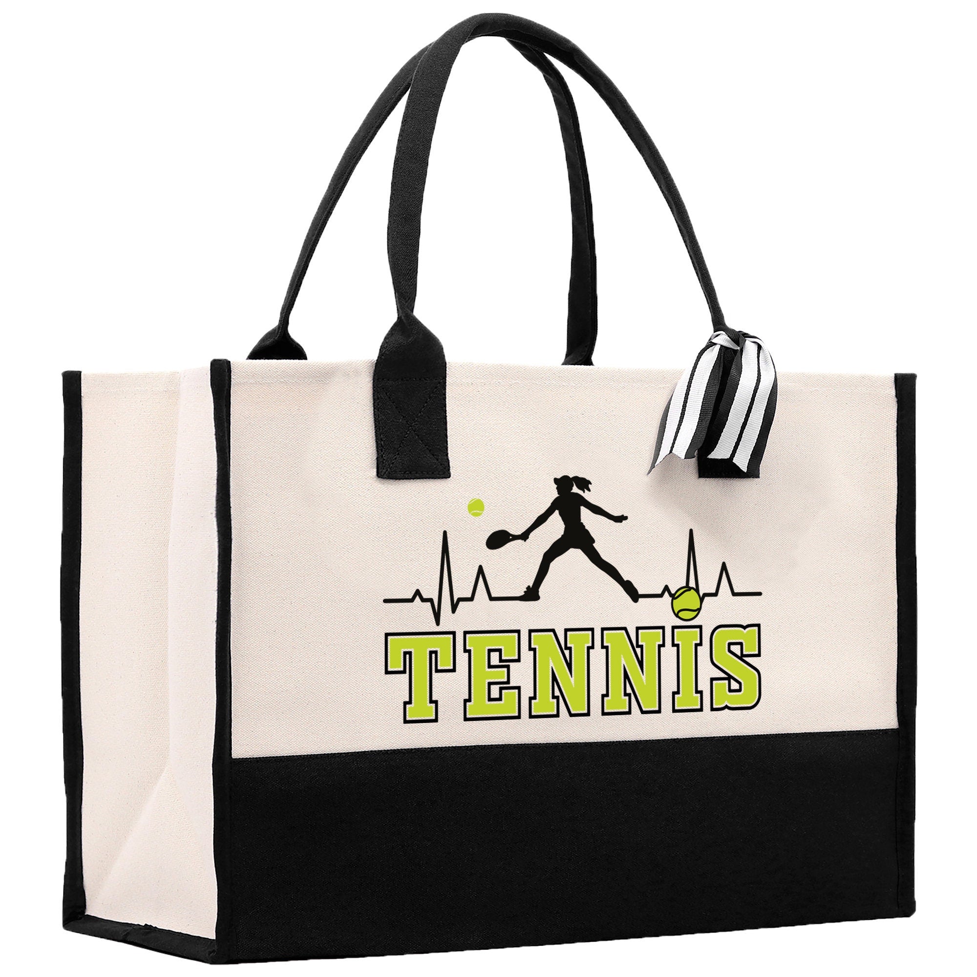 Tennis Silhouette Pulse Cotton Canvas Tote Bag Gift for Tennis Lover Bag Tennis Coach Gift Bag - Aaria Tees Aaria Tees