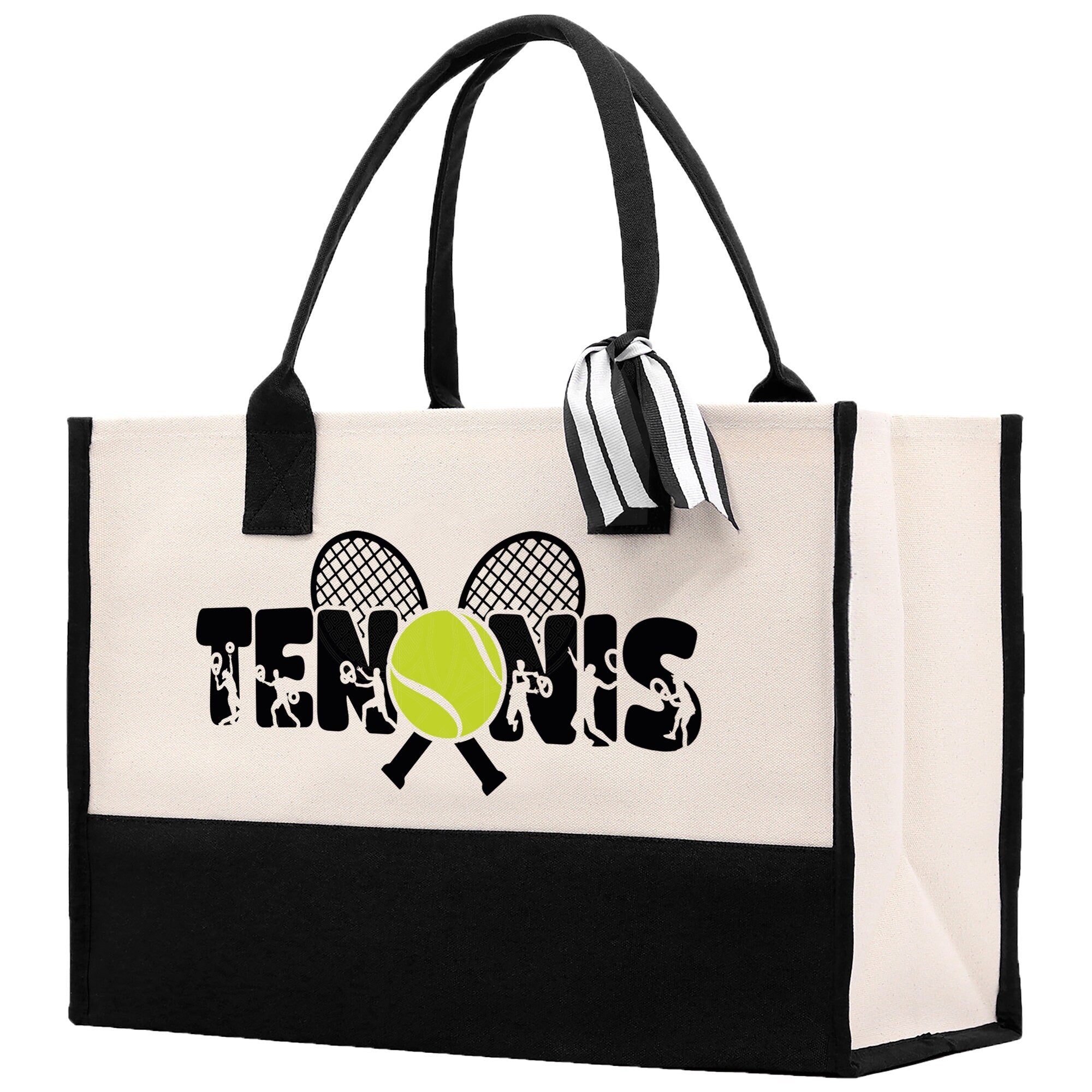 Tennis Silhouette Cotton Canvas Tote Bag Gift for Tennis Lover Bag Tennis Coach Gift Bag - Aaria Tees Aaria Tees