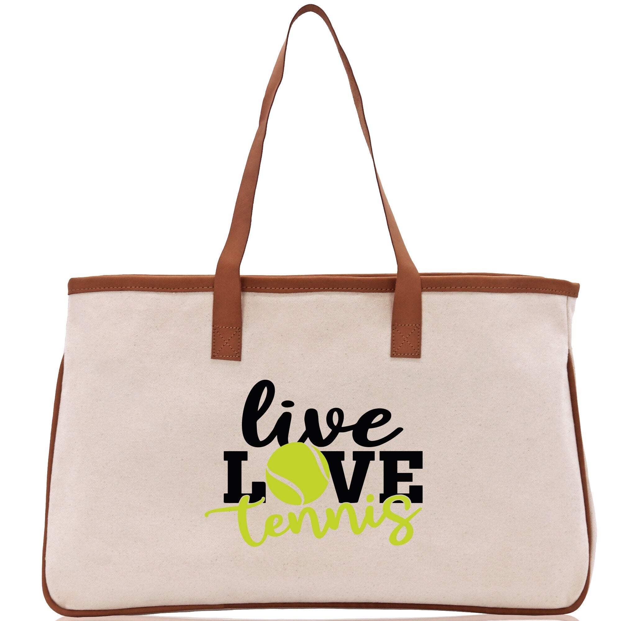 Live Love Tennis Cotton Canvas Tote Bag Gift for Tennis Lover Bag Tennis Coach Gift Bag - Aaria Tees Aaria Tees