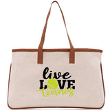 Live Love Tennis Cotton Canvas Tote Bag Gift for Tennis Lover Bag Tennis Coach Gift Bag - Aaria Tees Aaria Tees