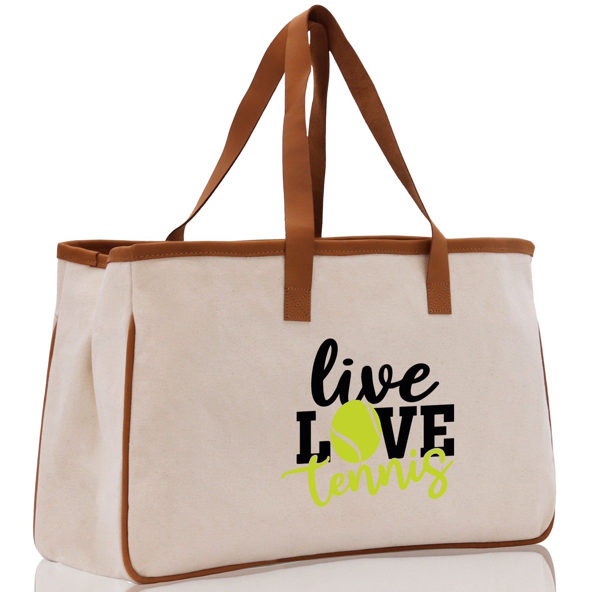 Live Love Tennis Cotton Canvas Tote Bag Gift for Tennis Lover Bag Tennis Coach Gift Bag - Aaria Tees Aaria Tees